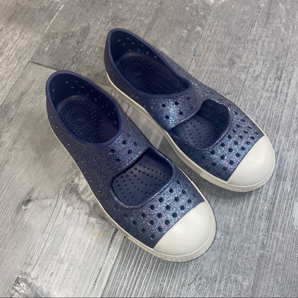 Native Juniper Glitter Mary Jane Blue Sparkly Slip on shoes size c13 - Picture 2 of 7